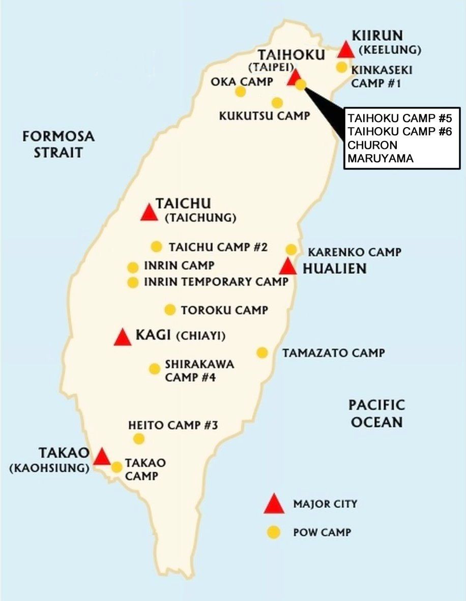 Map of POW Camps on Taiwan (Formosa)